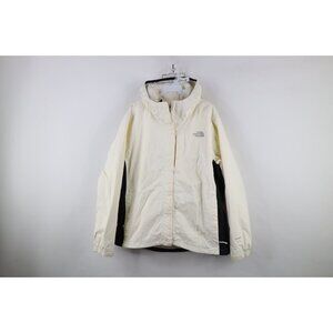 The North Face Womens XL Distressed ABUK Stinson Hyvent Hooded Rain Jacket White